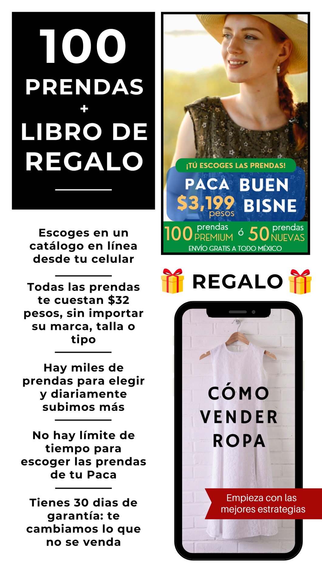 Paca Buen Bisne | Escoge 100 Prendas Premium o 50 Nuevas + Libro de Regalo